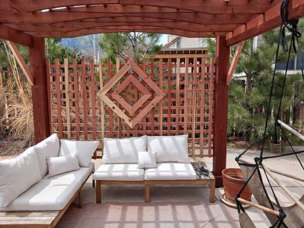 Privacy screen divider, pergola, custom woodworking by Sundown Landscaping in Colorado Springs