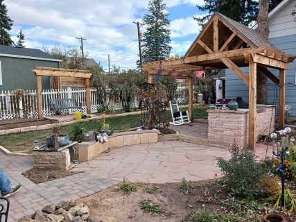 Custom Patio, covered grill area by Sundown Landscaping in Colorado Springs